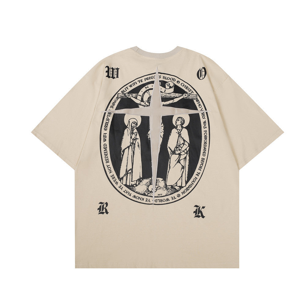 Summer High Street Tide Brand Loose Cotton Half-sleeve T-shirt