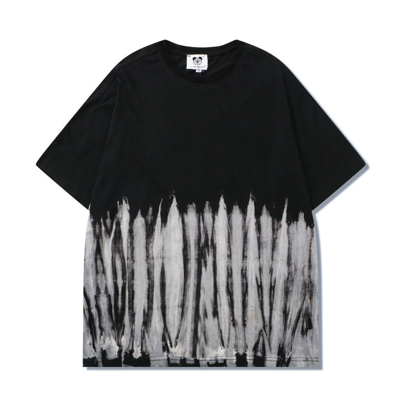 Hip Hop T-Shirt Striped Swirl Half Sleeves