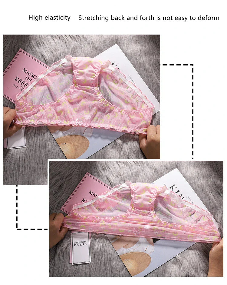 Cute Fruit Printing Girls Panties Sexy Transparent Lace Women's Underwear Breathable Knicker Loose Seamless Female Briefs