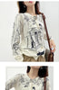 Autumn New Women's Worsted Thin Wool Knitted Cardigan Niche Design Sense Round Neck Graffiti Wild Sweater Slim Fashion Jacket