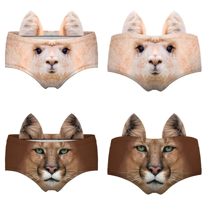 Animals EAR Print Briefs Girls Milk Silk Lingerie Panties Elastic Breathable Women Underpant трусы Cozy Underwear трусы женские