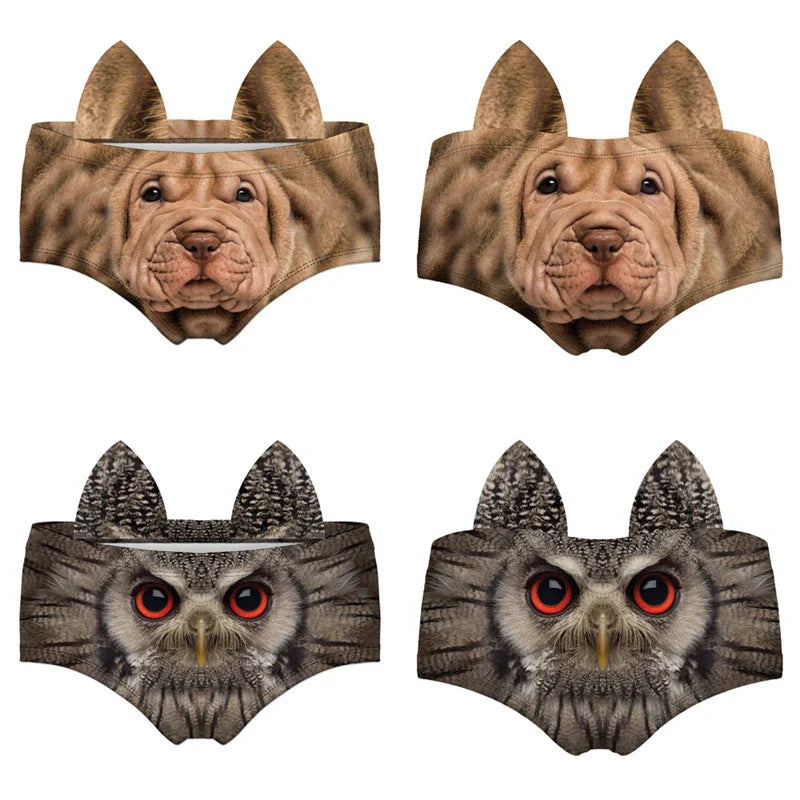 Animals EAR Print Briefs Girls Milk Silk Lingerie Panties Elastic Breathable Women Underpant трусы Cozy Underwear трусы женские