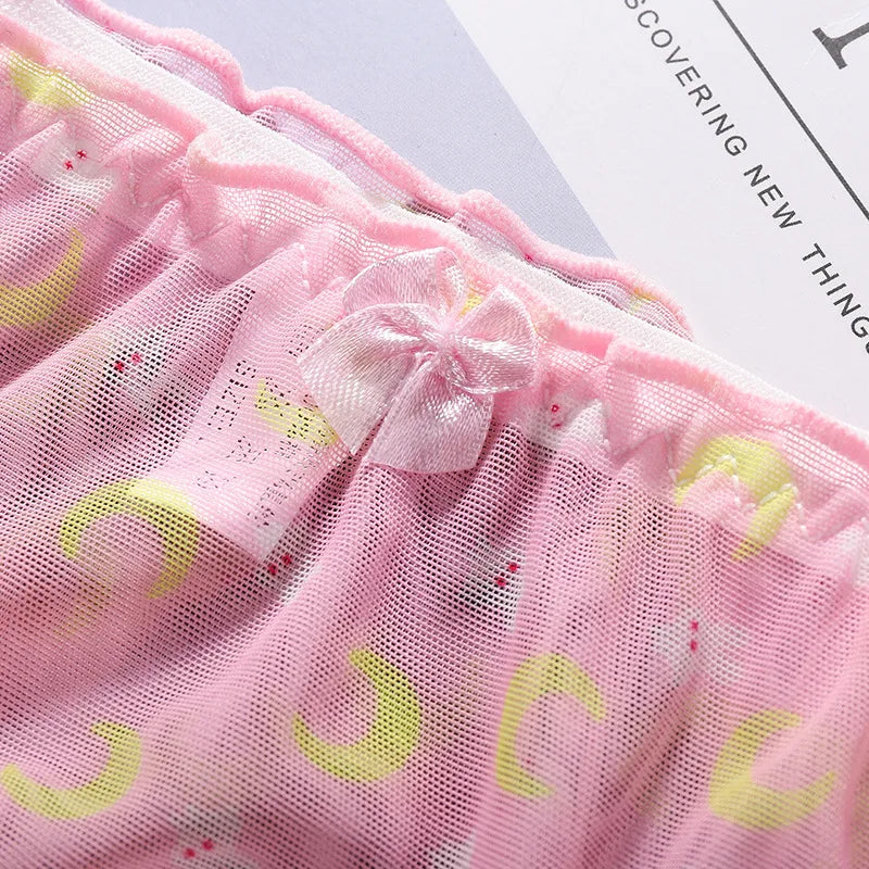 Cute Fruit Printing Girls Panties Sexy Transparent Lace Women's Underwear Breathable Knicker Loose Seamless Female Briefs