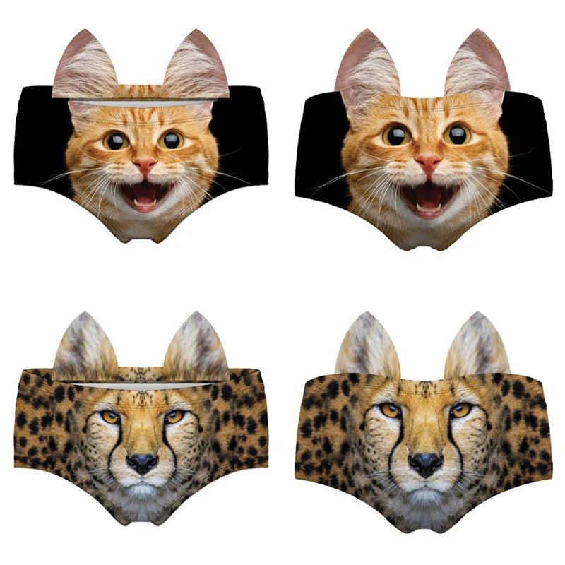Animals EAR Print Briefs Girls Milk Silk Lingerie Panties Elastic Breathable Women Underpant трусы Cozy Underwear трусы женские