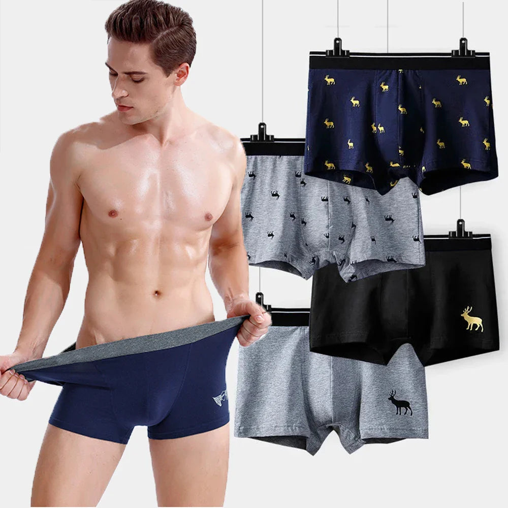Boxer Shorts Cotton Print Underwear Men Boxershorts Cotton Men's Panties Male Underpants Mid Waist Breathable Boxershorts Long