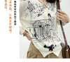 Autumn New Women's Worsted Thin Wool Knitted Cardigan Niche Design Sense Round Neck Graffiti Wild Sweater Slim Fashion Jacket