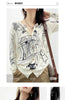 Autumn New Women's Worsted Thin Wool Knitted Cardigan Niche Design Sense Round Neck Graffiti Wild Sweater Slim Fashion Jacket
