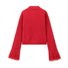 BKQU Feather Patchwork Knitted Cardigan Women Fashion Long Sleeve Single Breasted Short Loose Sweater Coats Elegant Street Tops