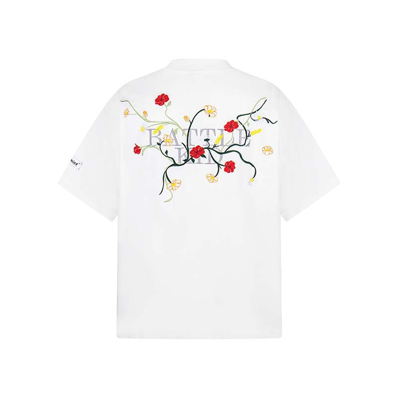 Floral Machine Embroidery Design Short-sleeved T-shirt