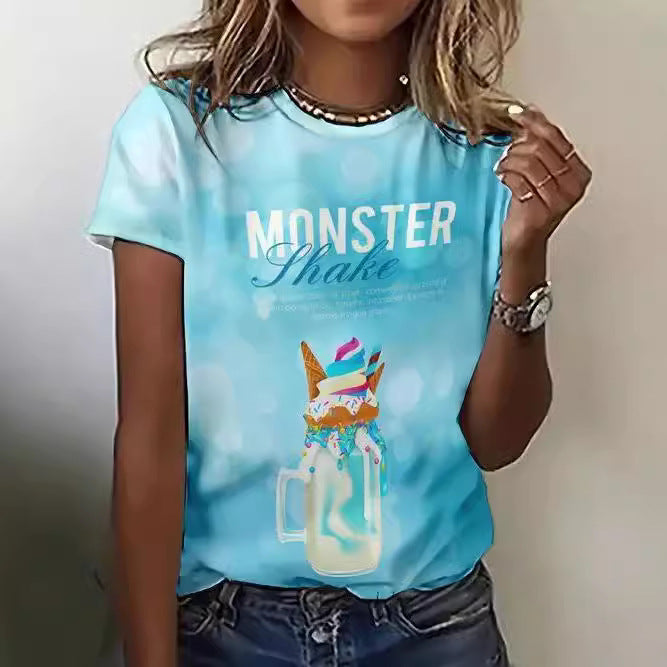 Women's Floral 3D Printed T-shirt Printed Top