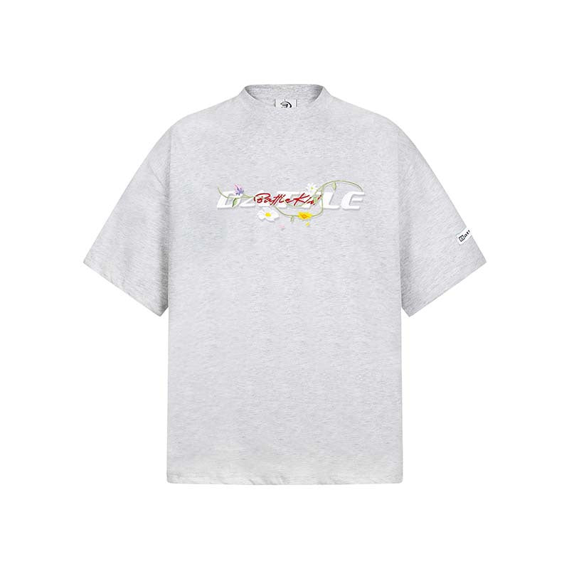 Floral Machine Embroidery Design Short-sleeved T-shirt