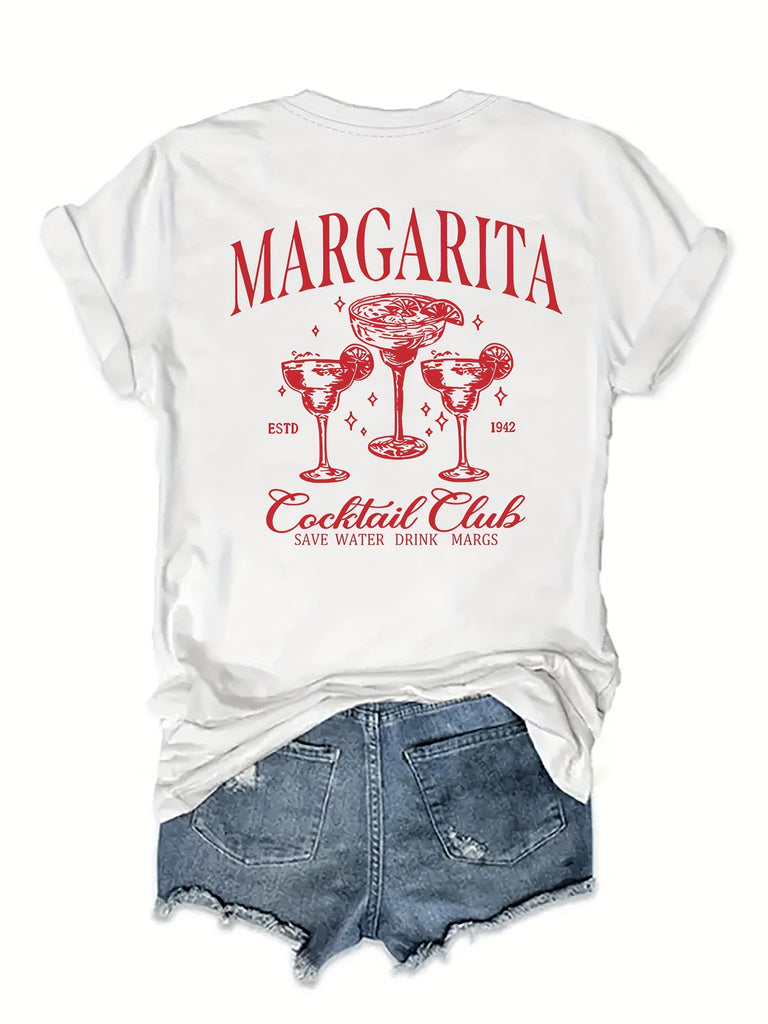 Letter Printed Round Neck T-shirt Fashion Casual Women