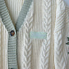 Beige V-neck Embroidery Knitted Cardigan Sweater Women Flower All-match Warm Women's Clothing Winter Single Breasted Cardigans