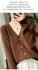 Women's V-Neck 100% Wool Cashmere Cardigan Women's Knit Sweater Spring and Autumn Super Soft Loose Large Size Long Sleeve Shirt