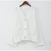 Fashion Single Breasted Buckle Cashmere Cardigan Women Casual V Neck Button Knitted Sweater New Autumn Female Commuter Knitwear