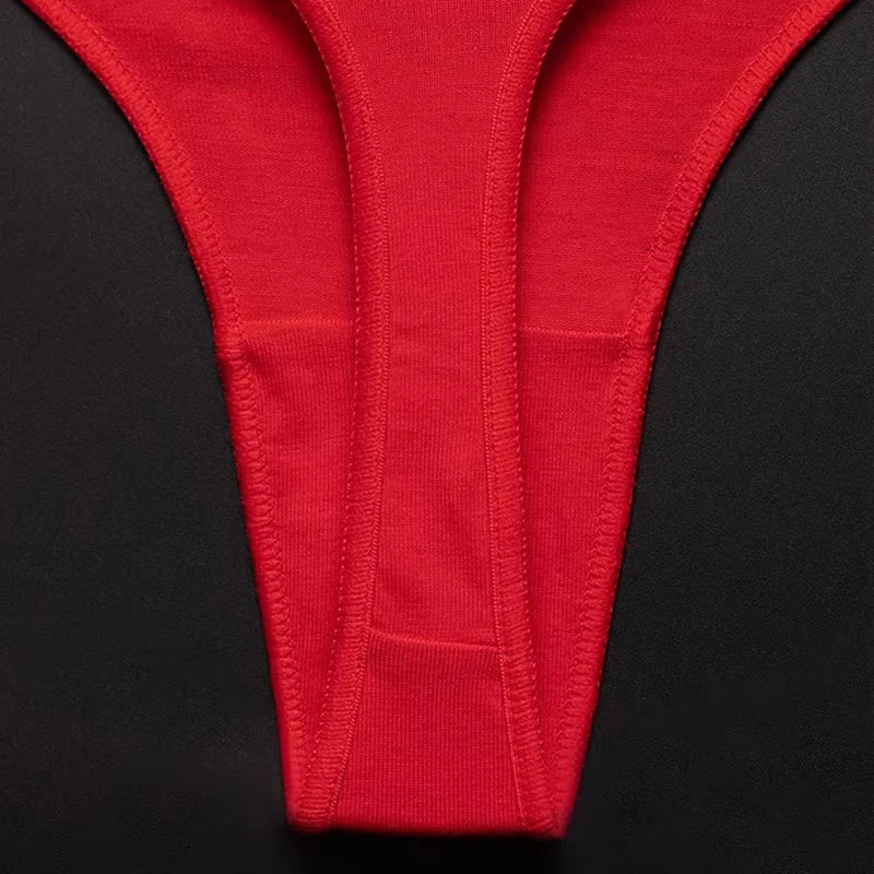 Customized Printing Your Custom Texts Thong Female Lingerie Red Cotton Underwear for Womens Soft Seamless Invisible Breathable