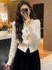 Early Autumn 2024 Red Knitted Cardigan Sweater Jacket Women Short Long Sleeved White Women Cardigan Crop Top pull coreen