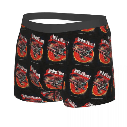 Judas Priest Accessories British Steel Firepower Men Boxer Briefs Breathable Underwear Top Quality Print Shorts Birthday Gifts