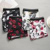 Men's Printed Boxer Briefs Shorts Ice Silk Sexy Seamless Underwear Underpants Ultra-thin Breathable Panties