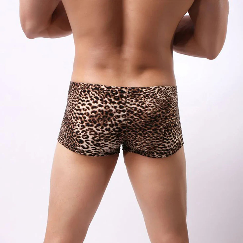Pantie Men Boxer Briefs Briefs Men's Cotton Spandex Leopard Printed Boxer Briefs Low Rise Underpants Fitness Shorts