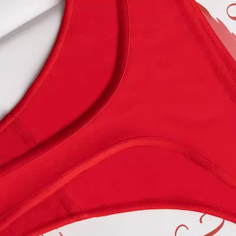 Customized Printing Your Custom Texts Thong Female Lingerie Red Cotton Underwear for Womens Soft Seamless Invisible Breathable
