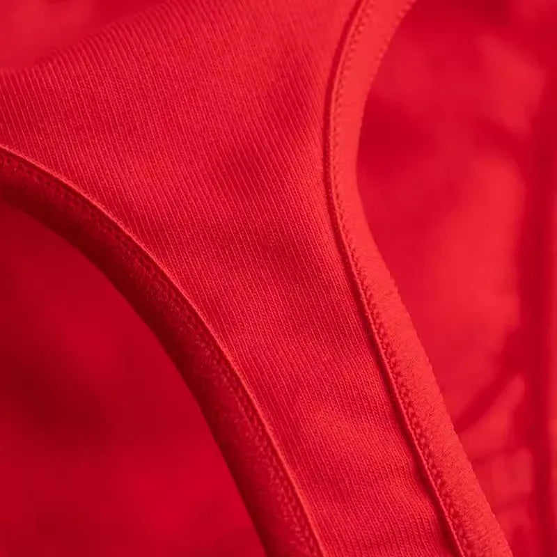 Customized Printing Your Custom Texts Thong Female Lingerie Red Cotton Underwear for Womens Soft Seamless Invisible Breathable