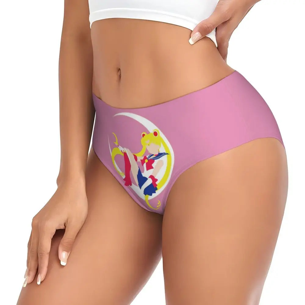 Custom Sailors Moon Girl Brief Panties Women Breathable Stretch Underwear