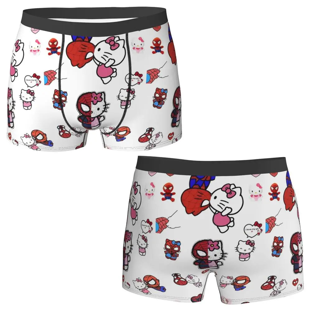 Christmas Hello Kitty Underwear Print Trunk Trenky Men Underpants Soft Trend Shorts Briefs Birthday Gift
