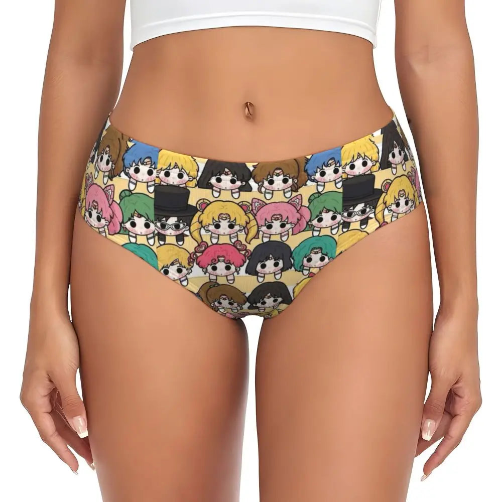 Custom Sailors Moon Girl Brief Panties Women Breathable Stretch Underwear