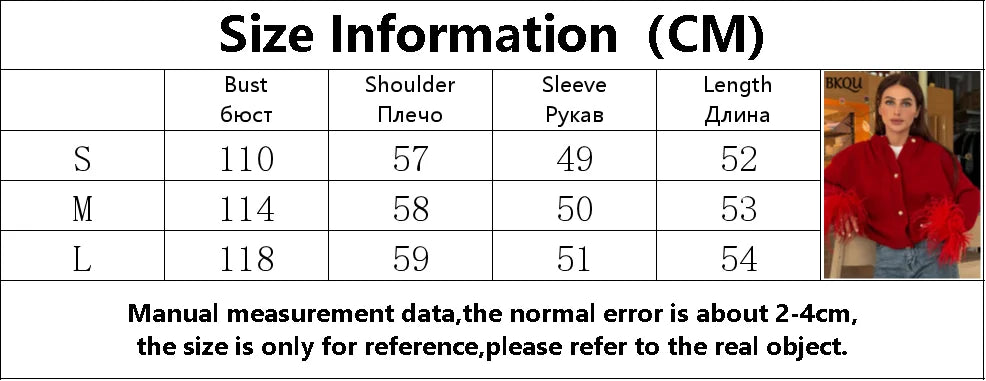 BKQU Feather Patchwork Knitted Cardigan Women Fashion Long Sleeve Single Breasted Short Loose Sweater Coats Elegant Street Tops