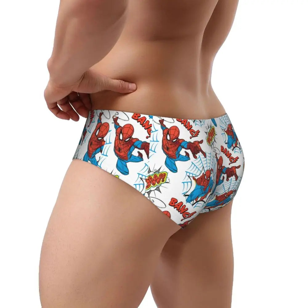 Custom Superhero Briefs Underwear Men's Comfortable Stretch Spider Man Head Panties