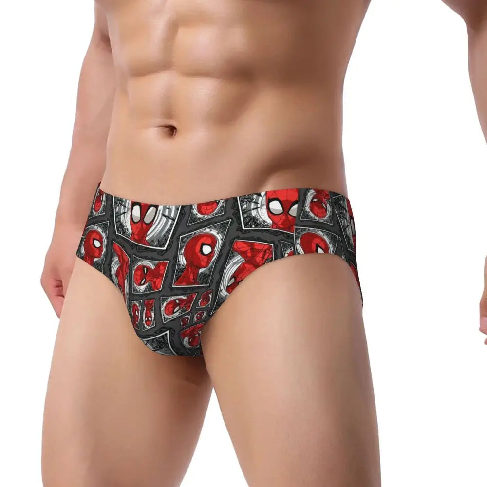 Custom Superhero Briefs Underwear Men's Comfortable Stretch Spider Man Head Panties