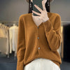 Basic V-Neck 100% Merino Wool Sweater Women Knitted Cashmere Cardigan Spring Autumn Female Knitwear Clothing Tops