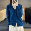 Basic V-Neck 100% Merino Wool Sweater Women Knitted Cashmere Cardigan Spring Autumn Female Knitwear Clothing Tops