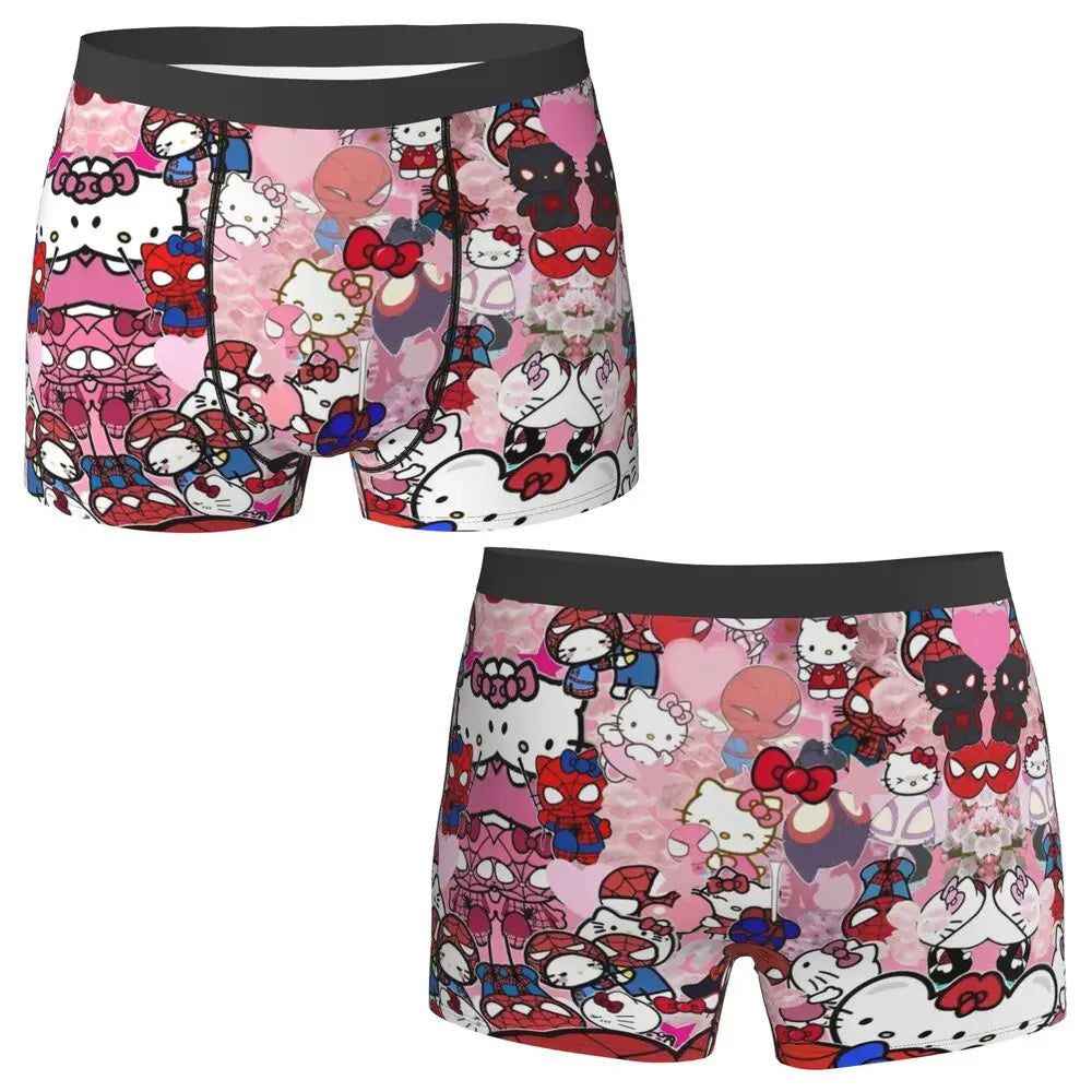 Christmas Hello Kitty Underwear Print Trunk Trenky Men Underpants Soft Trend Shorts Briefs Birthday Gift
