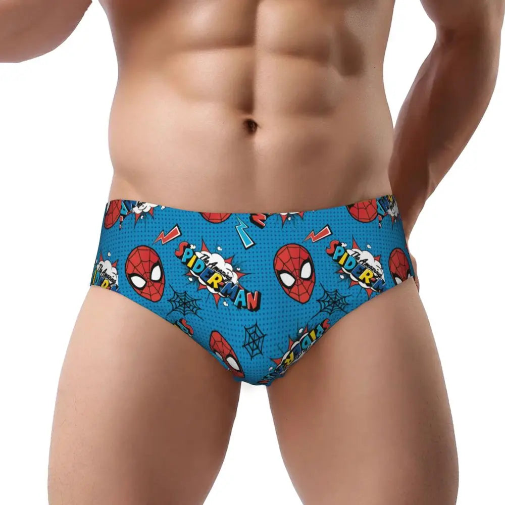 Custom Superhero Briefs Underwear Men's Comfortable Stretch Spider Man Head Panties