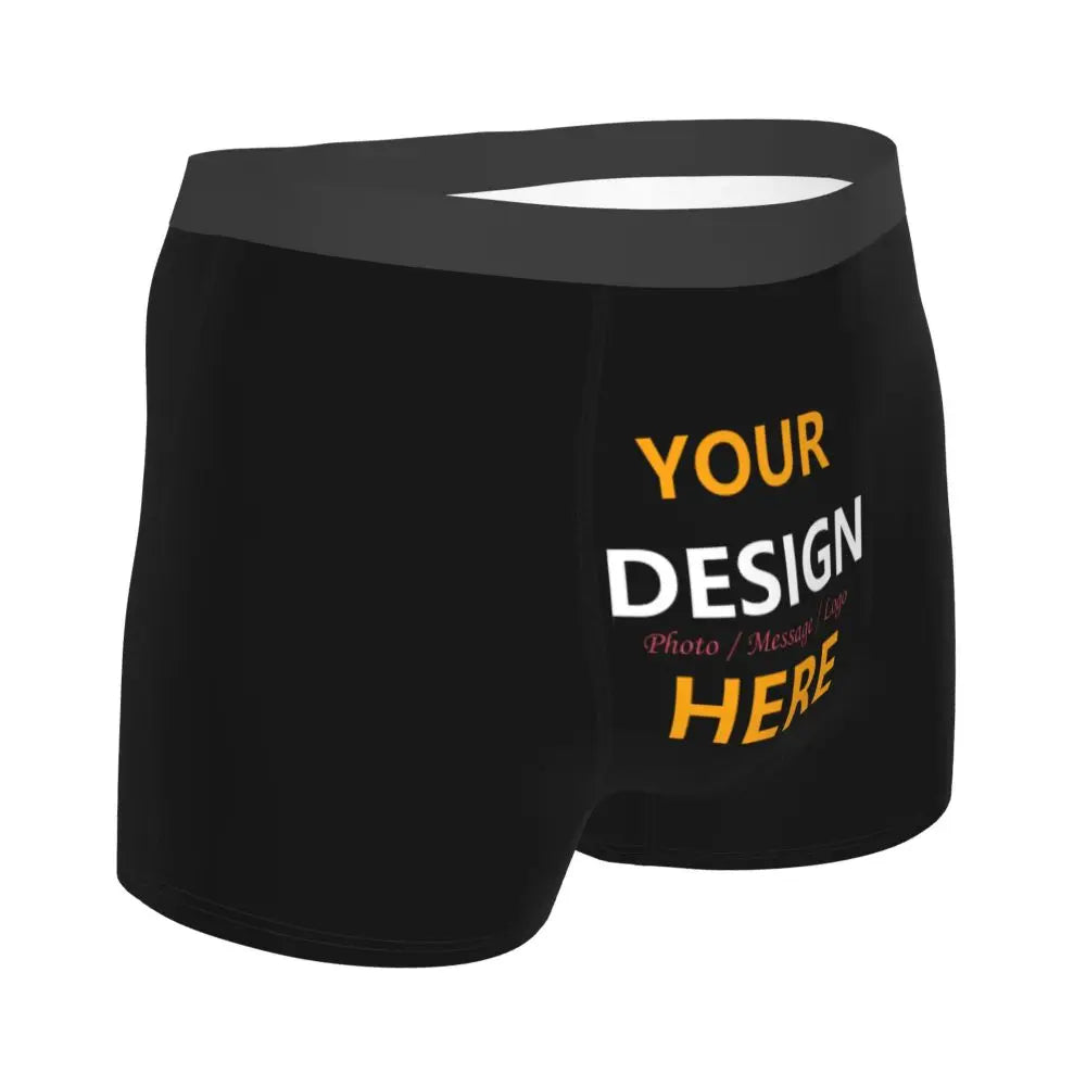 Custom Your Design Here Underwear Men Personalized Customized Logo Printed Boxer Briefs Shorts Panties Soft Underpants For Homme