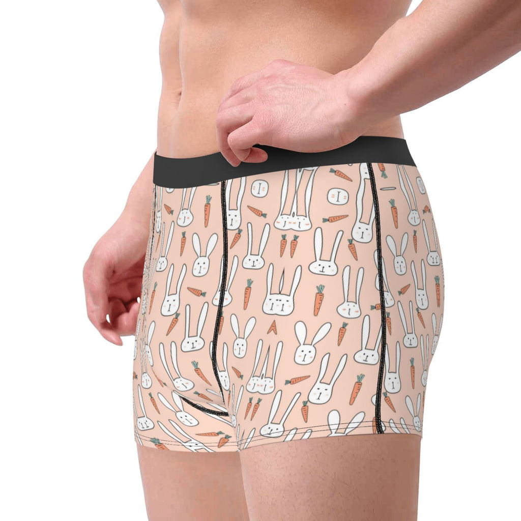 Carrot and Bunny Easter Men Underwear Boxer Hombre Men Anime Cartoon Polyester Print Boy Panties Shorts Men Boxer