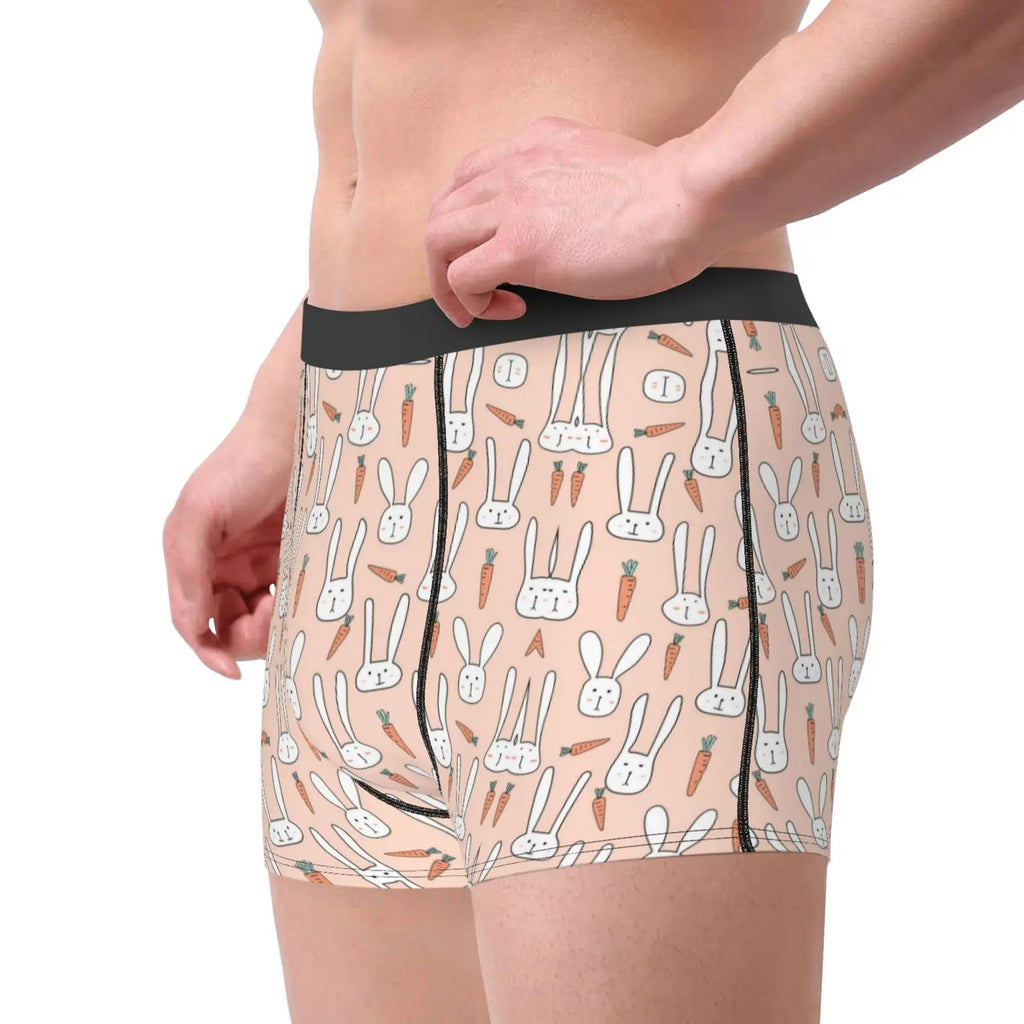 Carrot and Bunny Easter Men Underwear Boxer Hombre Men Anime Cartoon Polyester Print Boy Panties Shorts Men Boxer