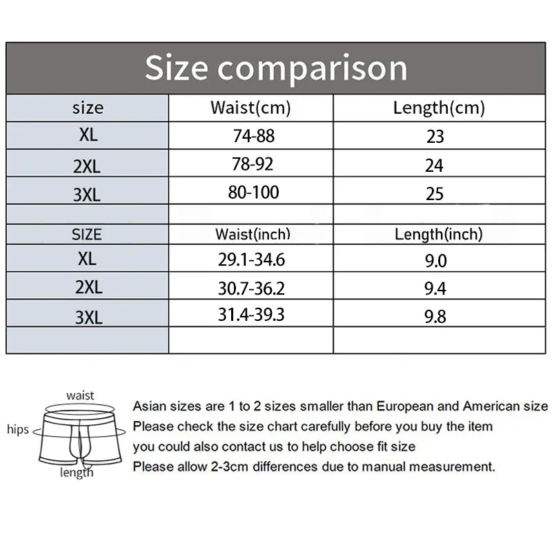 Men's Printed Boxer Briefs Shorts Ice Silk Sexy Seamless Underwear Underpants Ultra-thin Breathable Panties