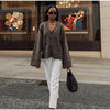 Fashion Single Breasted Buckle Cashmere Cardigan Women Casual V Neck Button Knitted Sweater New Autumn Female Commuter Knitwear