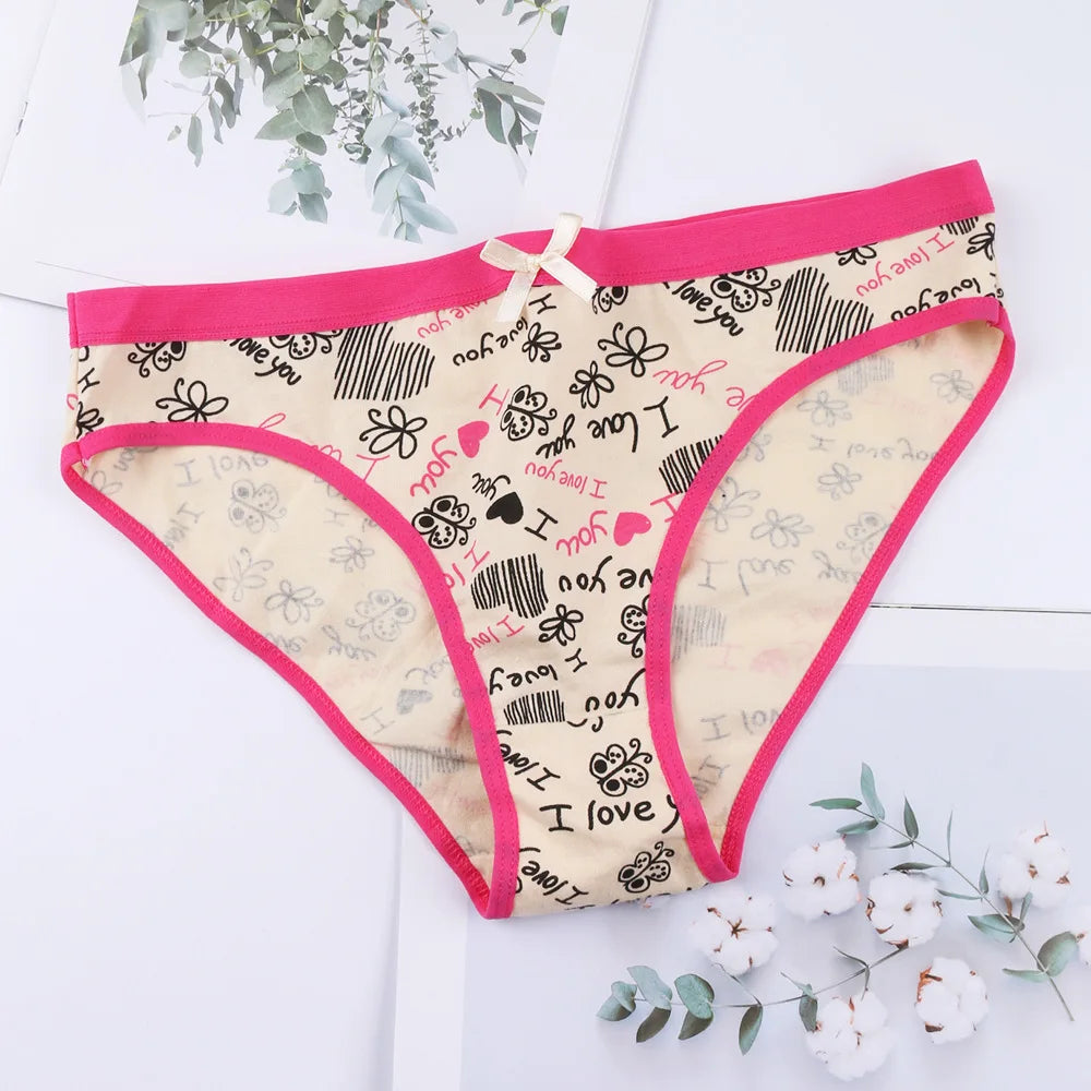 Printed Cute Women's Cotton Underwear Low Waist Women's Underwear Briefs