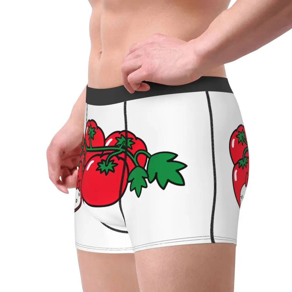 Custom Hello Kitty Tomato Men Boxer Briefs Cozy Underwear Printing Novelty Underpants