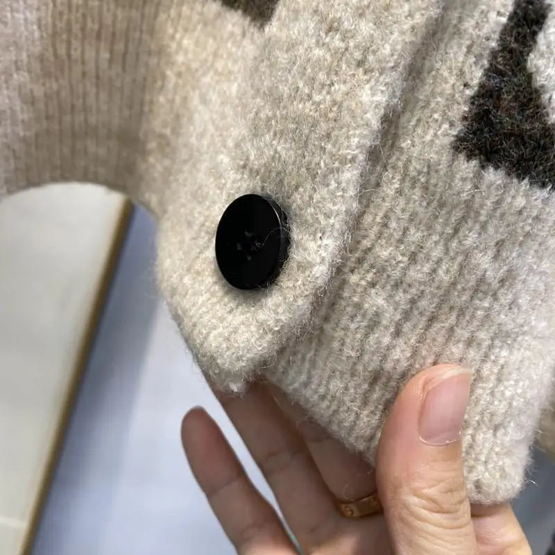 Woherb 2024 New Sweaterscoat Women Cute Cat Print Knitted Cardigan O-neck Sweet Sueter Fashion Loose Casual Jackets Pull Femme