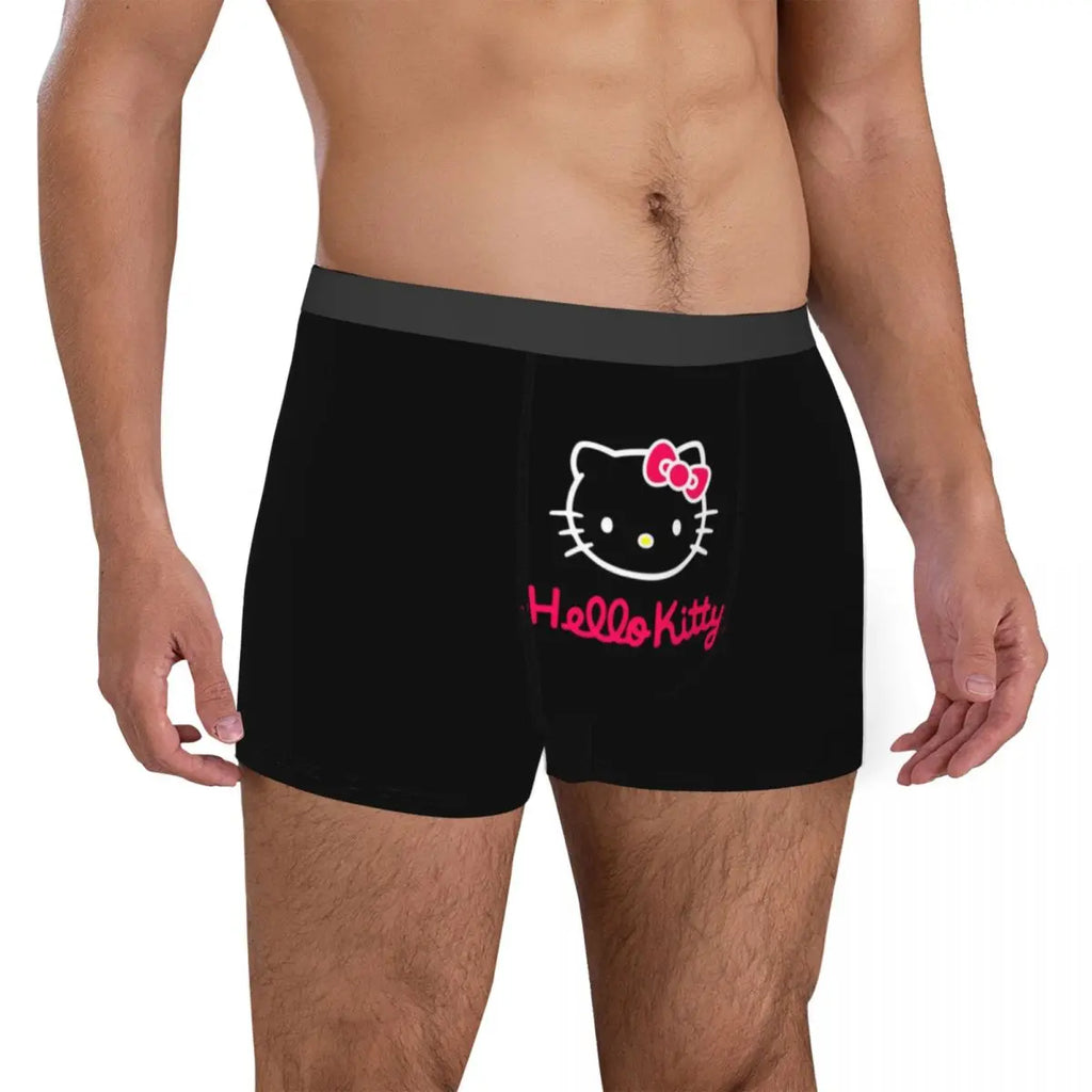 Men's Hello Kitty Cute Face Boxers Briefs Ultra Soft Underwear Printed Novelty Underpants