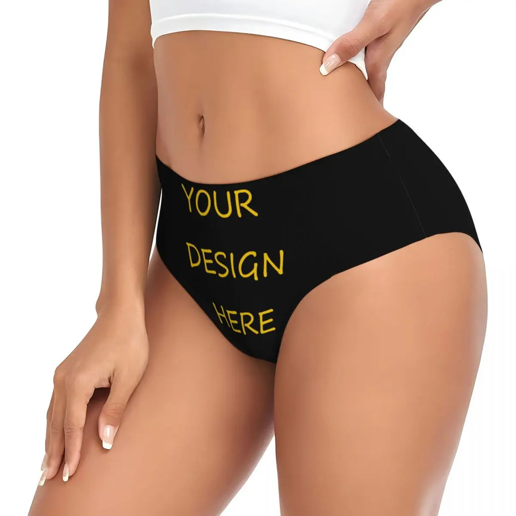 Custom Womens Custom Your Photo Logo Text Print Panties Underwear Female Stretch Your Design Here DIY Briefs Underpants