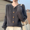 Autumn Winter New Thick Sweater For Women 100% Merino Wool Cardigan O-Neck Long Sleeve Twist Flower Warm Cashmere Knitwear Tops