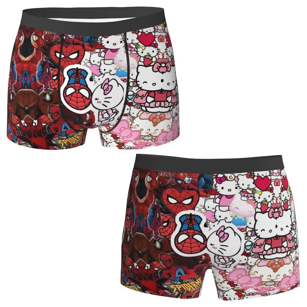 Christmas Hello Kitty Underwear Print Trunk Trenky Men Underpants Soft Trend Shorts Briefs Birthday Gift