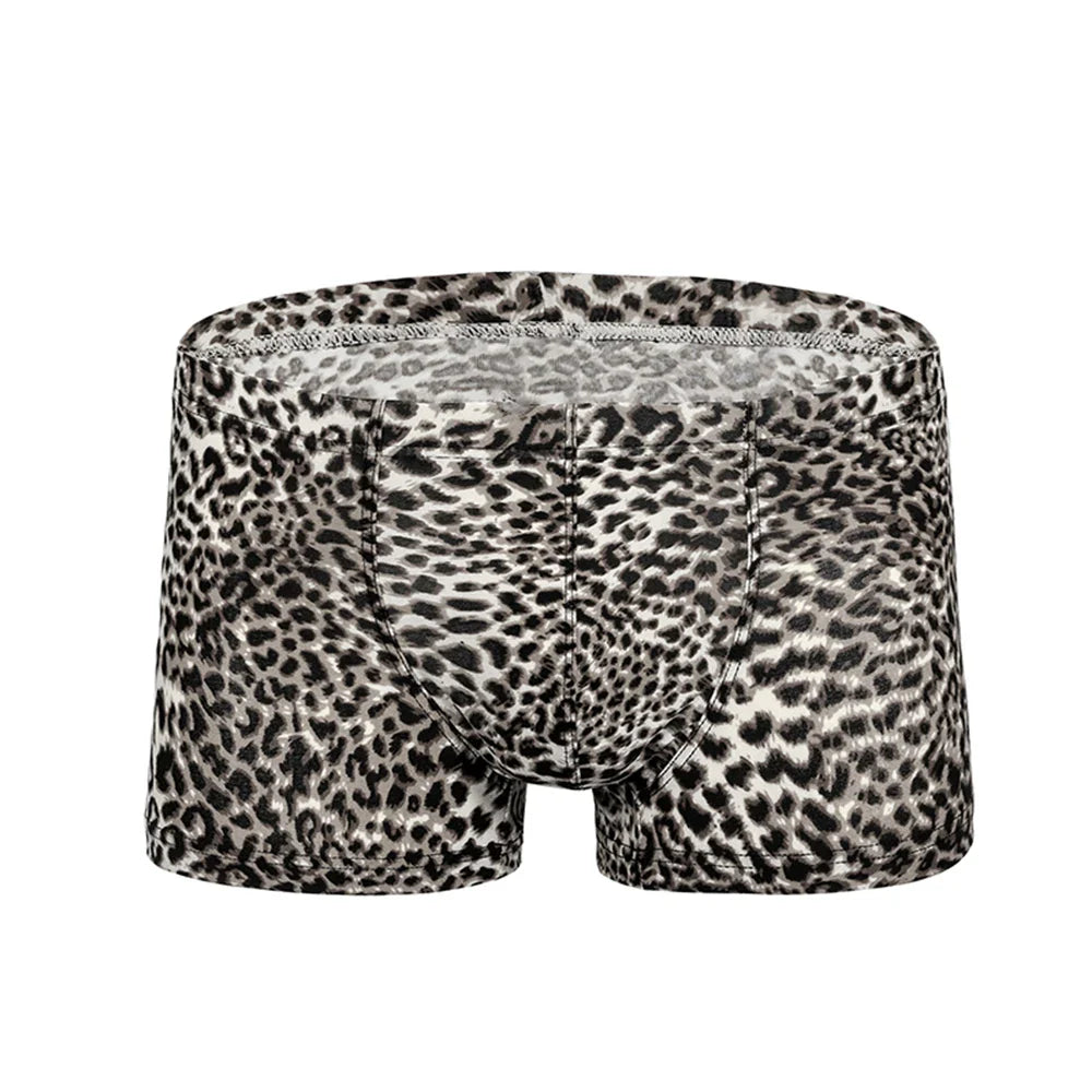 Pantie Men Boxer Briefs Briefs Men's Cotton Spandex Leopard Printed Boxer Briefs Low Rise Underpants Fitness Shorts