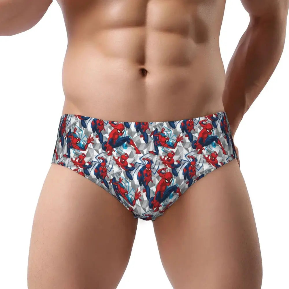 Custom Superhero Briefs Underwear Men's Comfortable Stretch Spider Man Head Panties